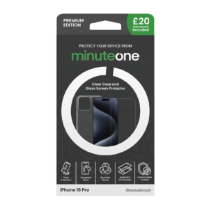 Apple iPhone 16 Pro Minute One Premium Clear Case and Glass Screen Protector